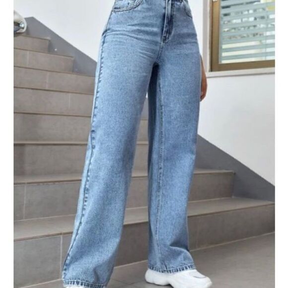 Shein Wide Leg Floral Jeans - Picture 2 of 10